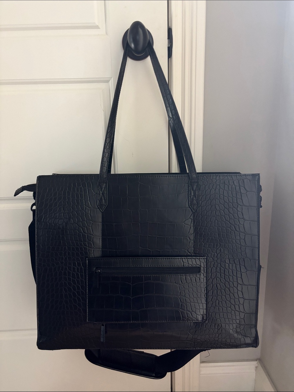 BEIS Black Croc-Embossed Laptop Tote - Picture 3 of 6